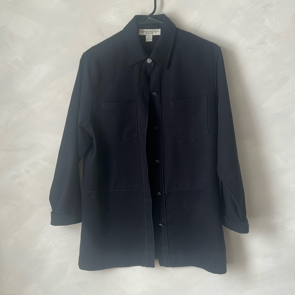 Proportion Petite vintage made in Canada black faux suede jacket shacket shirt